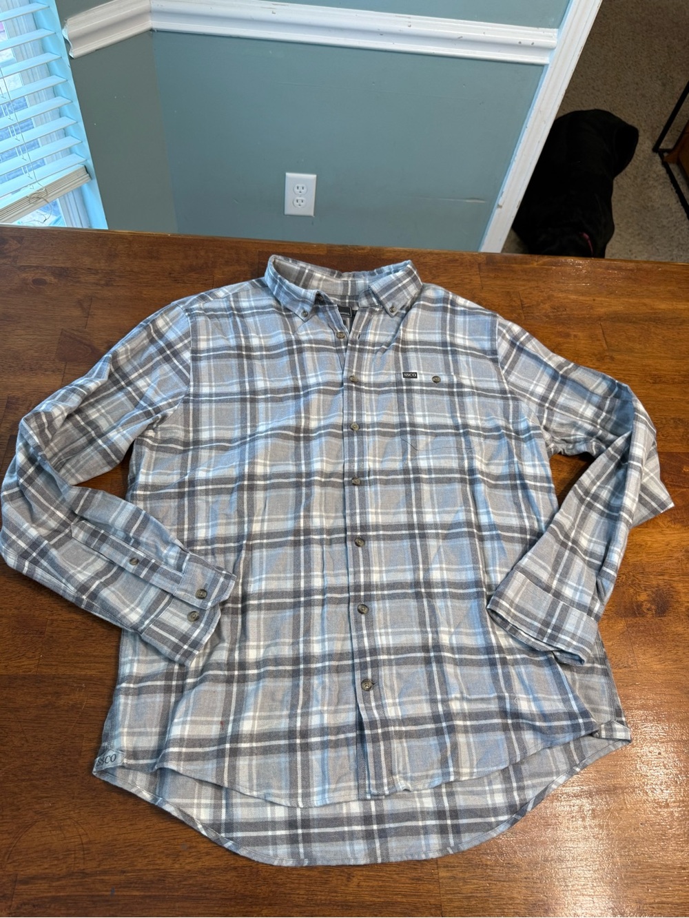 Southern Shirt Co Men’s Flannel Shirt Plaid Button Down L/S Gray Blue Size L